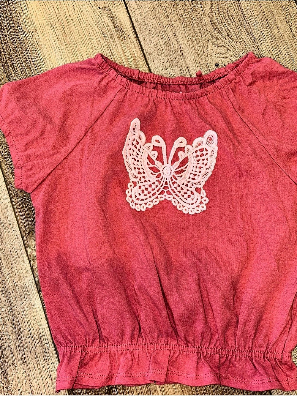 freeStyle Girls Size 7 Pink Butterfly Peplum Top Cotton